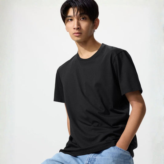 Uniqlo Supima Cotton Crew Neck Short Sleeve T-Shirt - Black