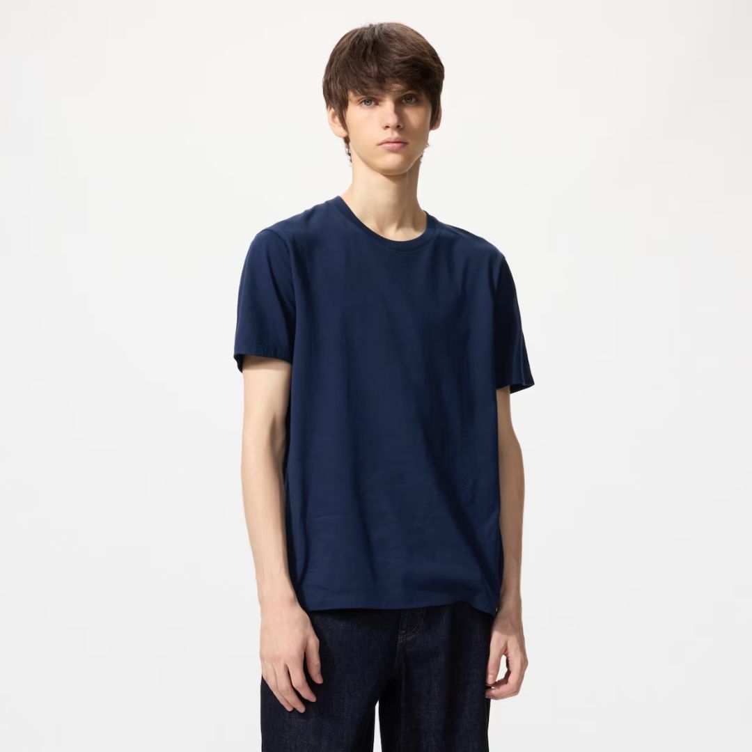 Uniqlo Supima Cotton Crew Neck Short Sleeve T-Shirt - Blue