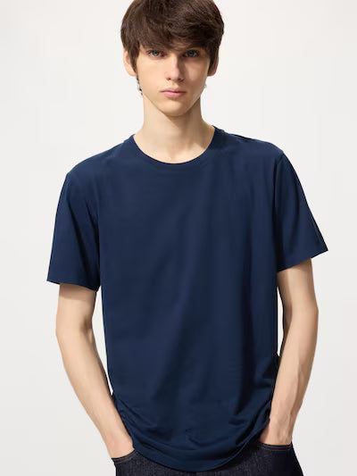 Uniqlo Supima Cotton Crew Neck Short Sleeve T-Shirt - Blue