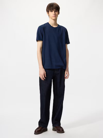 Uniqlo Supima Cotton Crew Neck Short Sleeve T-Shirt - Blue