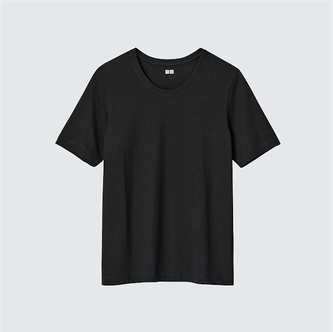Uniqlo Supima Cotton Crew Neck Short Sleeve T-Shirt - Black