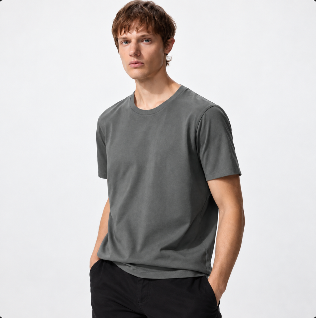 Uniqlo Supima Cotton Crew Neck Short Sleeve T-Shirt - Grey